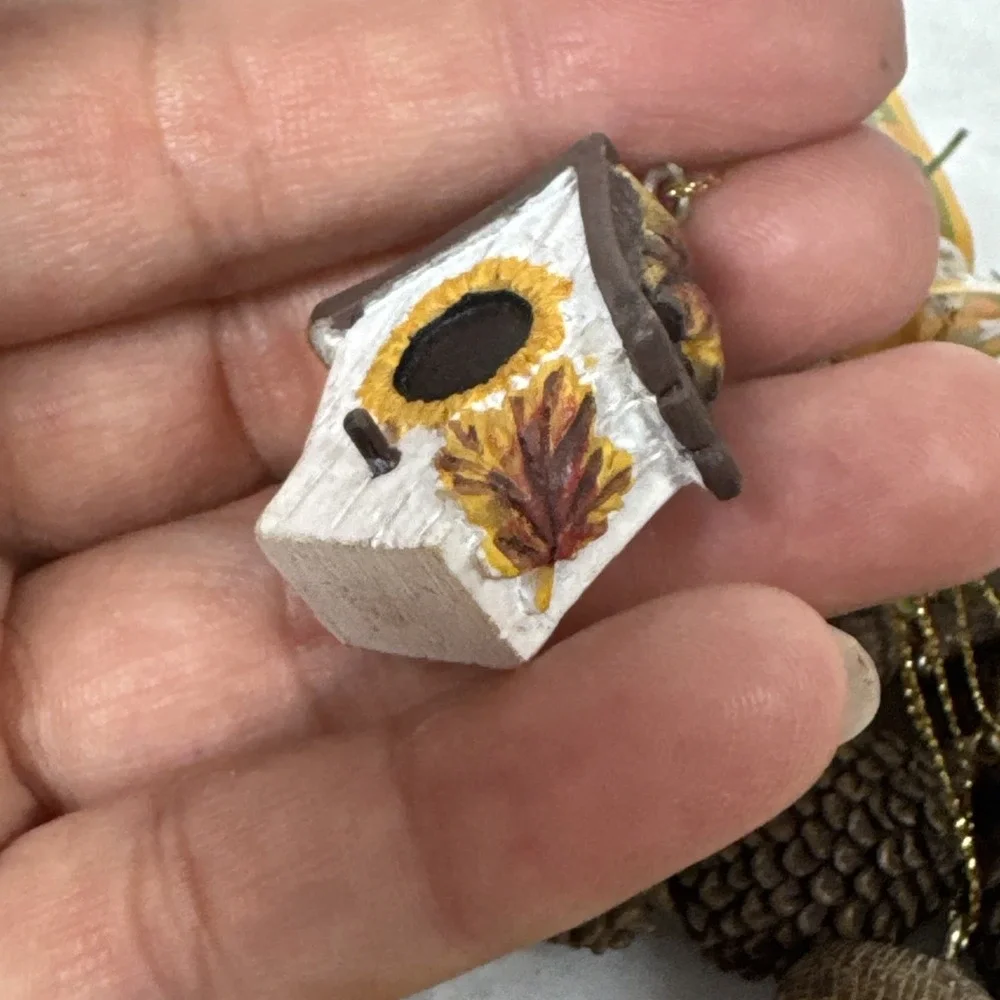 Vintage Autumm Accents Acorns Pumpkin birdhouse and Birds lot